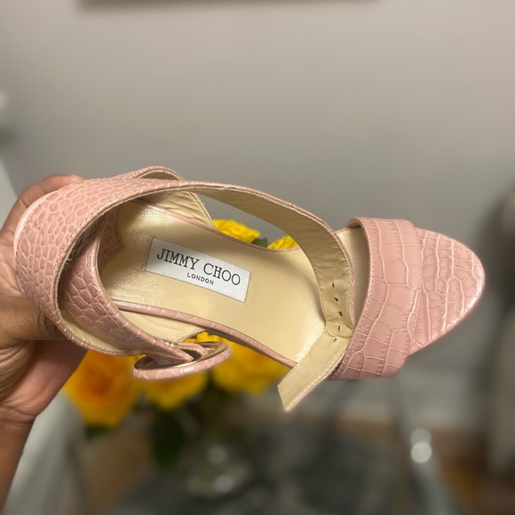JIMMY CHOO Aimee Blush Croc embossed leather wedge heel - Picture 7 of 10